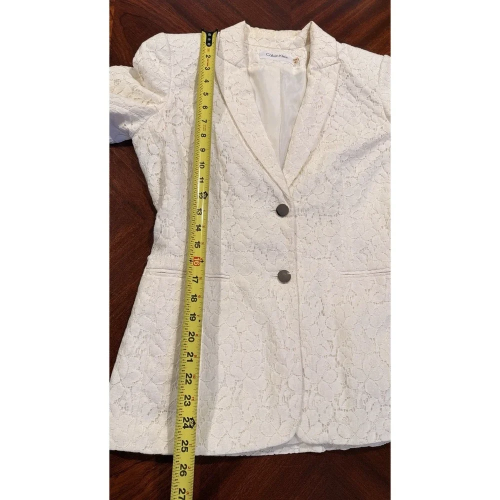 Calvin Klein Lace Blazer Womens 6 Ivory Floral Cottagecore Career‎ Wedding